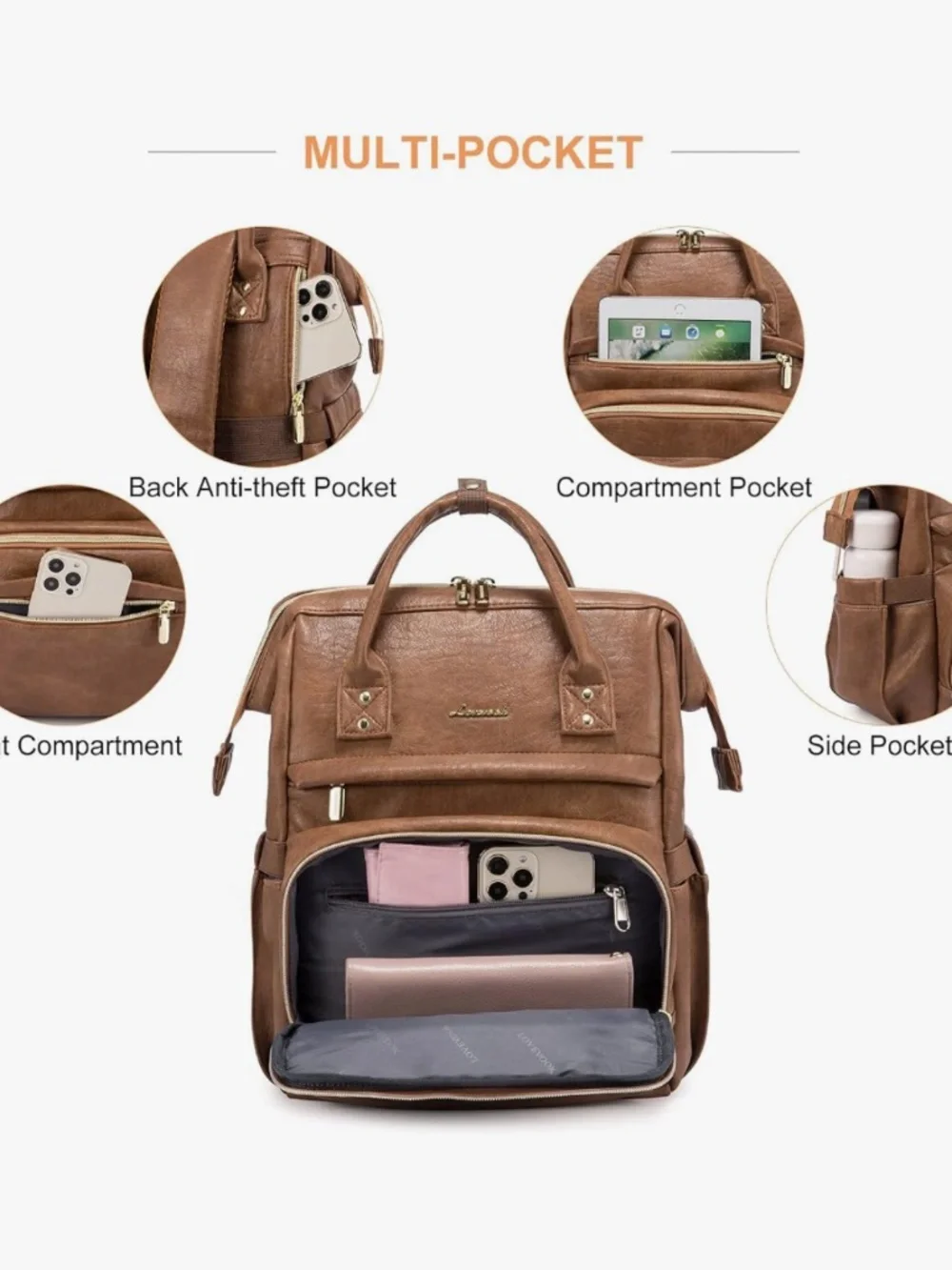Lovevook Brown Leather Backpack - Discontinued Color